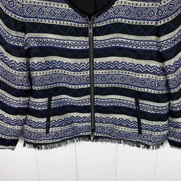 💕Ann Taylor Loft Blue Black Tweed Blazer Jacket 8 - Picture 3 of 7